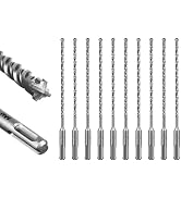 SALI SDS Plus Rotary Hammer Drill Bit 10 Pcs 3/16"*8" Concrete Drill Bit Kit Cross-Type Double Th...