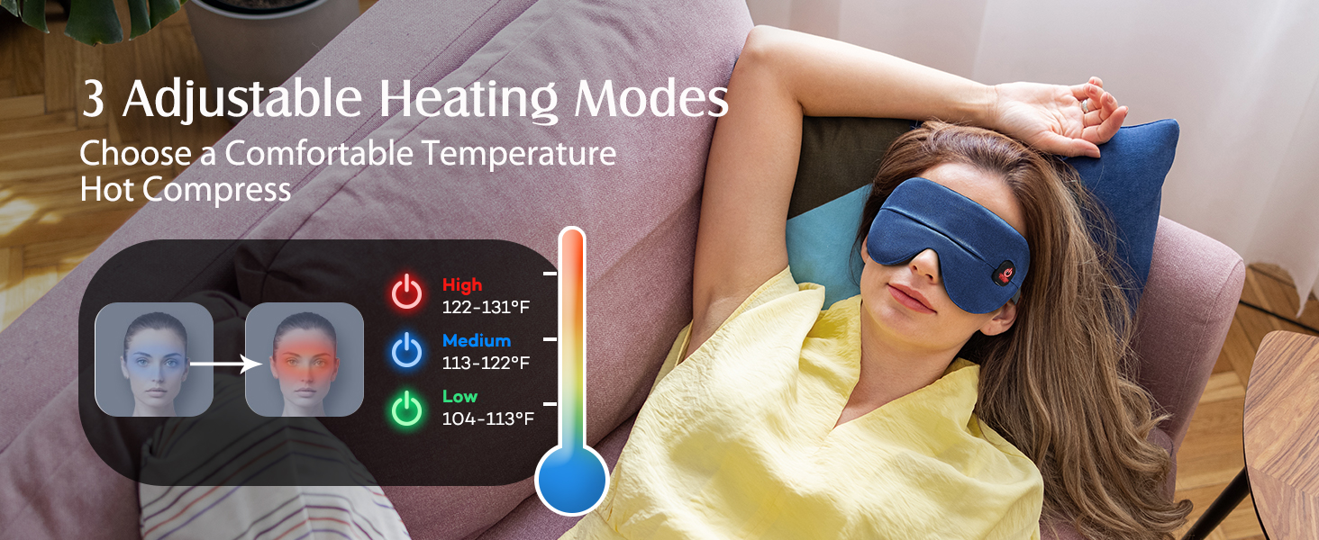 Cordless Heated Eye Mask, Long-Lasting Warm Eye Compress Mask for Dry Eyes Stye Relax Eye Strain