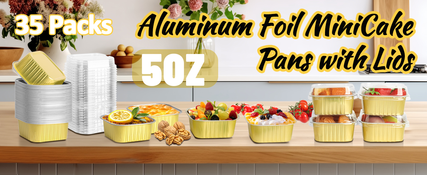 5 OZ Square Mini Baking Pans with Lids
