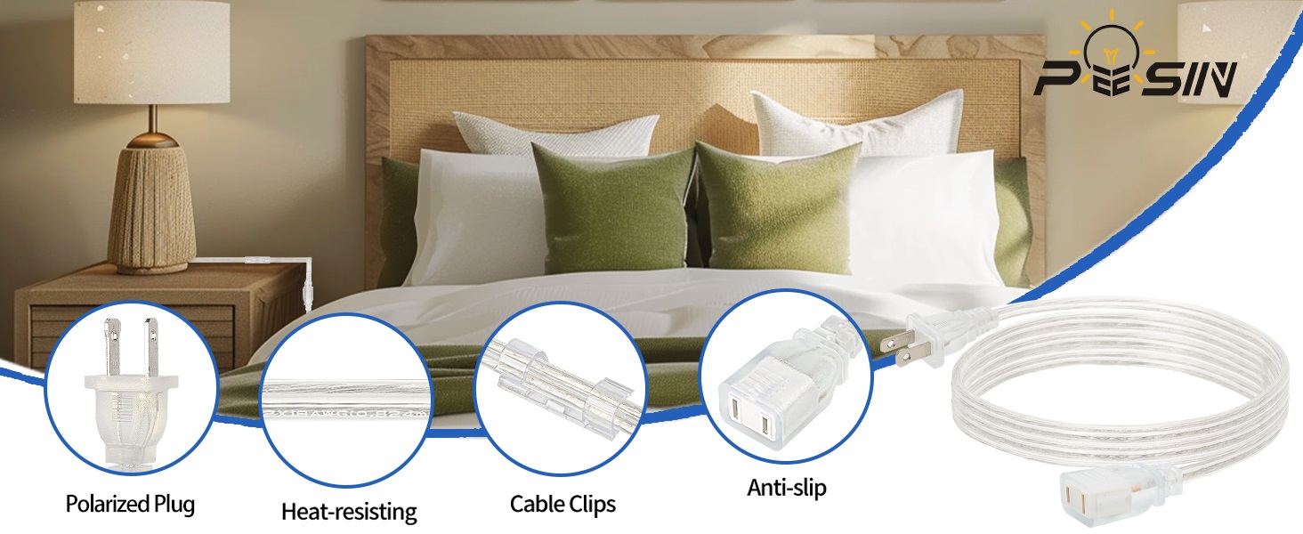 Clear extension cord indoor thin