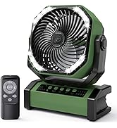 AddAcc 20000mAh Rechargeable Camping Fan - Battery Operated Fan with Light & Remote, Auto Oscilla...