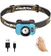EverBrite 600LM Rechargeable Headlamp, Motion Sensor Head Lamp for Adults | Zoomable Beam, Motion...