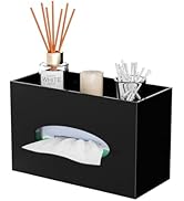 Hongtuocb Black Acrylic Tissue Box Cover Rectangular,Acrylic Tissue Dispenser with Storage Tray f...
