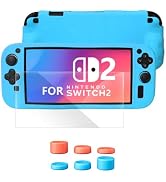 Protective Case for Nintendo Switch 2, 8In1 Ergonomic Comfort Soft Grip Slim Cover Kit for NS-2 A...