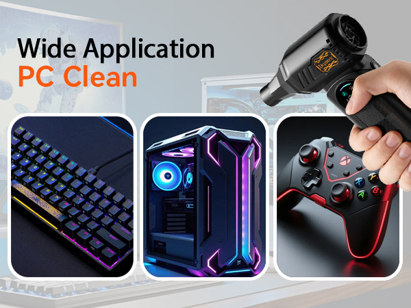 air blower and mini vacuum for pc keyboard desktop and game controller dust cleaning at home
