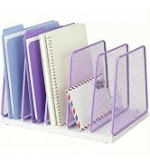 AUPSEN 5-Section File Organizer for Desk, Wood Mesh Desktop File Organizer, File Sorter Storage R...