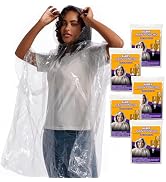 Rain Ponchos for Adults - Clear Disposable Ponchos Family Pack for Disney World & Outdoor, Lightw...