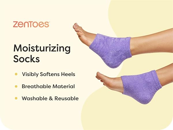 zentoes moisturizing socks visibly softens heels breathable material washable and reusable