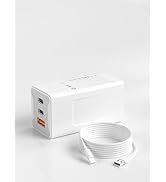 65W GaN USB C Charger, 3-Port PD Fast Charger Block– Compact USB-C Power Adapter for MacBook Pro/...