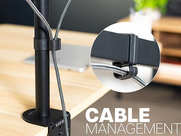 dual ultrawide monitor mount telescoping arms flush wall desk stand vesa 75 100 clamp grommet