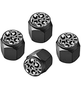 Tire Valve Stem Caps Cover,4 Pcs Metal Black Air Valve Cap, Aluminum Car Wheel Stem Caps,Universa...