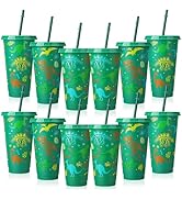 XLSXEXCL 12 Pcs Dinosaur Cups with Lids and Straws, 24 oz Dino Party Favor Plastic Cups for Kids ...