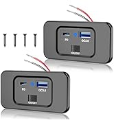 2PCS 54W 12V RV USB Outlet with Power Switch, GIBBAB Dual PD3.0 Type-C 36W & Quick Charge QC3.0 1...