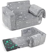 FCCABIN Toddler Sofa, Kids Couch, Fold Out Flip Out Sofa Chair, Children Convertible Sofa to Loun...