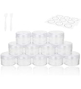 15 Grams Small Plastic Jars with Lids, 12 Pack Travel Cosmetic Containers, Empty Sample Jars with...