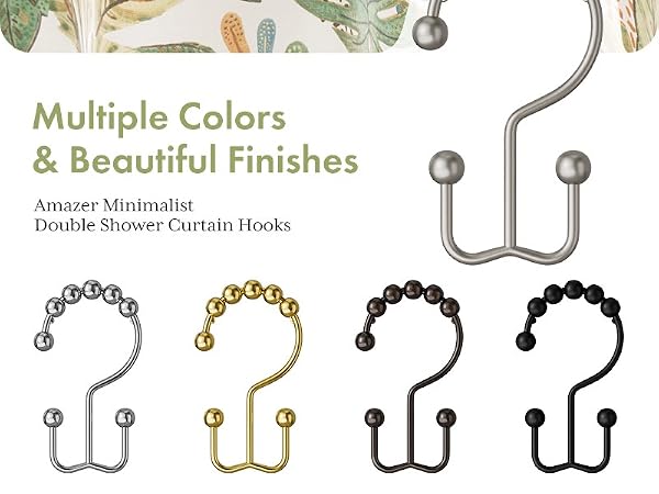 Amazer Double Shower Curtain Hooks