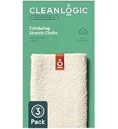 Care by Cleanlogic Organic Cotton Exfoliating Stretch Washcloth, Natural, 3 Count