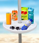 AMMSUN 13" Beach Umbrella Table Tray for Beach, Patio, Garden, Swimming Pool with Cup Holder