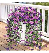 Ouddy Decor 4 Pcs Artificial Hanging Flowers for Outdoors Decoration, Faux Silk Daisy Fake Hangin...