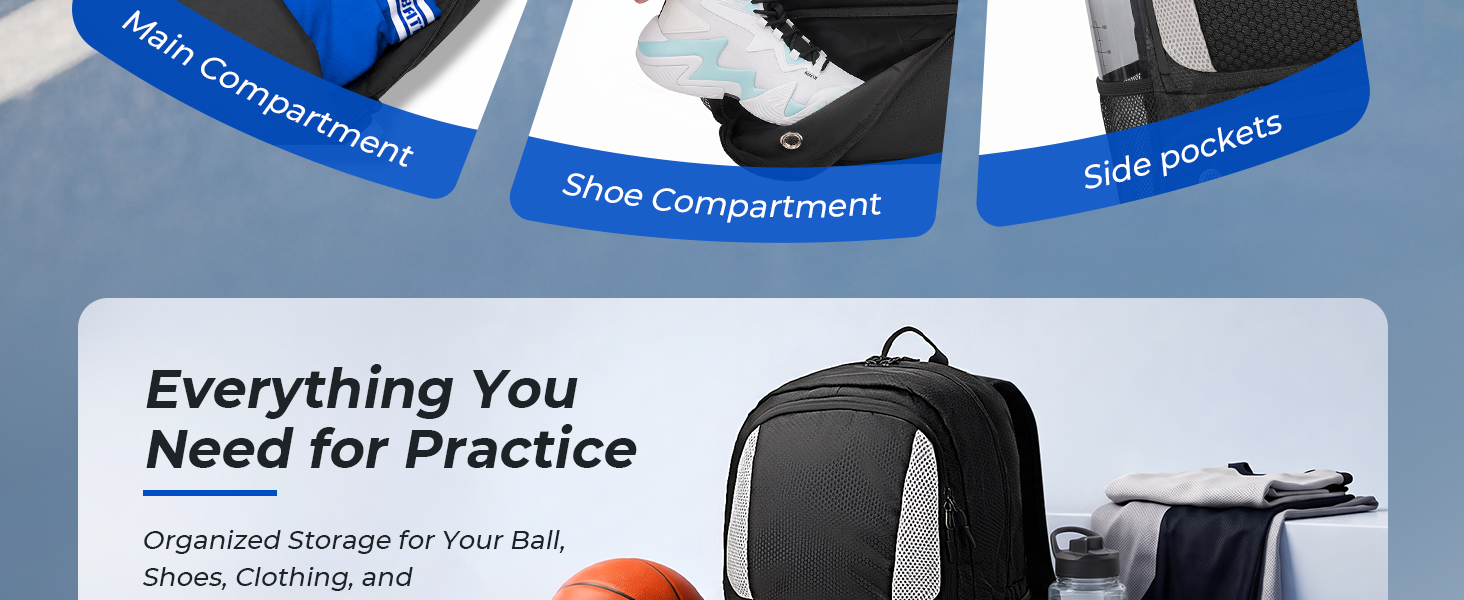 Backpack Bag with Ball Holder & Shoes Compartment