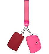 Dual Pouch Wristlet Wallet, Portable Keychain Wallet for Women and Men, Mini Zip Around Coin Purs...