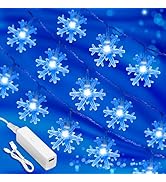 Lakumu Snowflake String Lights, 20FT 40 LED Christmas Decorations Lights Battery Operated with 8 ...