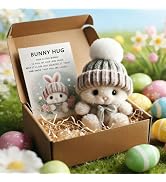 Linyuant Handmade Mini Bunny Hug Cute Easter Gift with Card, Mini Bunny Hugs in Box Easter Basket...