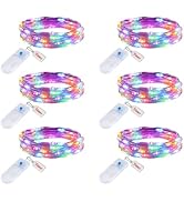 Minetom 6 Pack Pastel Fairy Lights with Timer - 7ft 20 LED Waterproof Battery Operated String Lig...