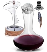 Gusto Nostro Crystal Wine Decanter Set with Drying Stand, Corkscrew, Marble Stopper, Cleaning Bea...