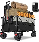MOON LENCE Collapsible Foldable Wagon Cart, 220L Large Weight Capacity Folding Utility Wagon with...