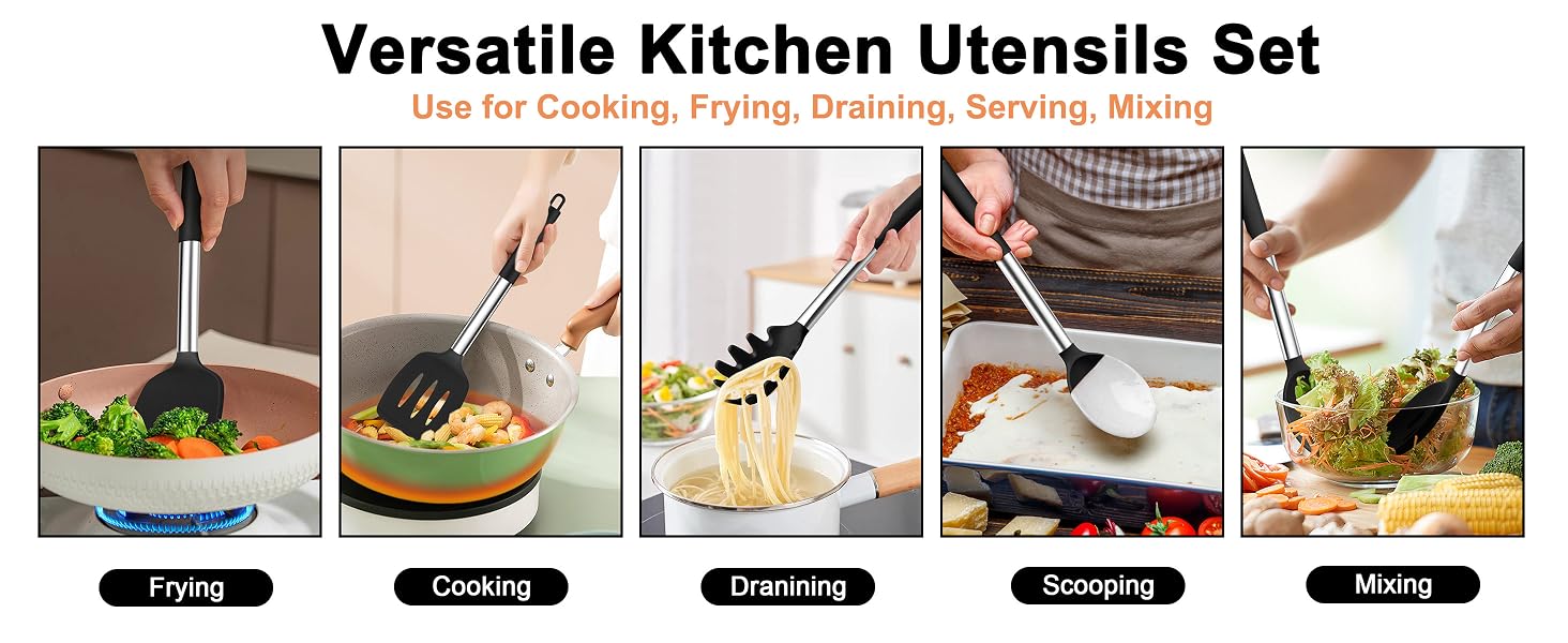 silicone cooking utensil for frying, mixing, cooking