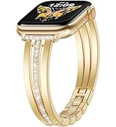 AIRSPO Slim Gold Band Compatible with Apple Watch 38mm 40mm 41mm 42mm 44mm 45mm 46mm Women Thin M...