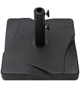 Helios&Hestia 44 lb Square Plastic Built-in Cement Outdoor Umbrella Base, Heavy Duty Concrete Sta...