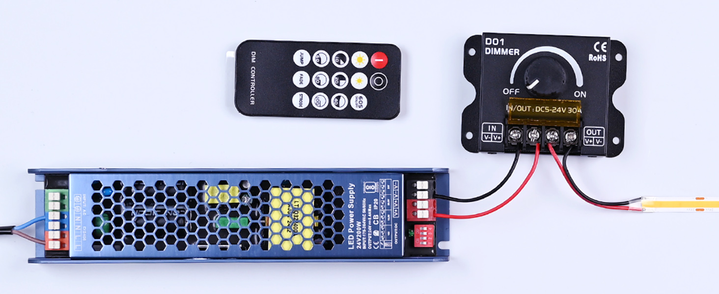 24V 200W Power Supply,LED Dimmer,COB LED Strip