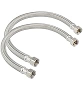 PLUMBINGMASTER 18 Inch Braided Flexible Stainless Steel Water Heater Connector Hose 3/4-Inch FIP ...