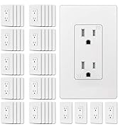 (50 Pack) CML Decor Recetpacle Outlet, Tamper Resistant, 15A/125V, Screwless Wallplate Included, ...