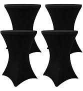 Moosfor Spandex Cocktail Table Covers 4 Pack, Elastic Fitted Stretch Table Cloth, Round High Top ...