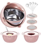 4-1 Colander with Bowl Set - Food Strainer with Graters & Spoons - Colanders for kitchen - Strain...