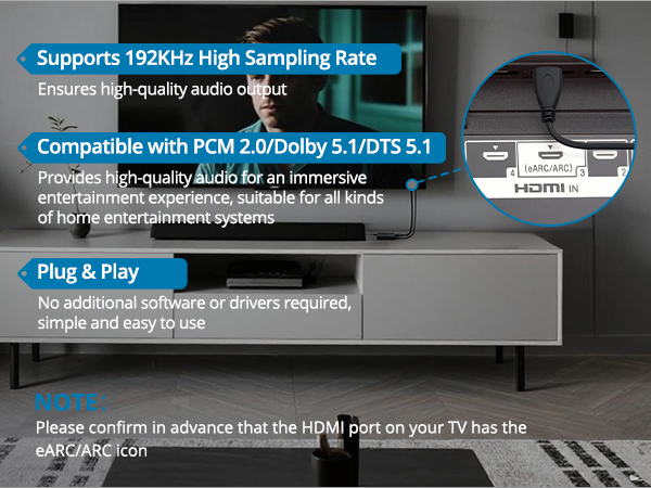 HDMI eARC to Optical Audio Adapter