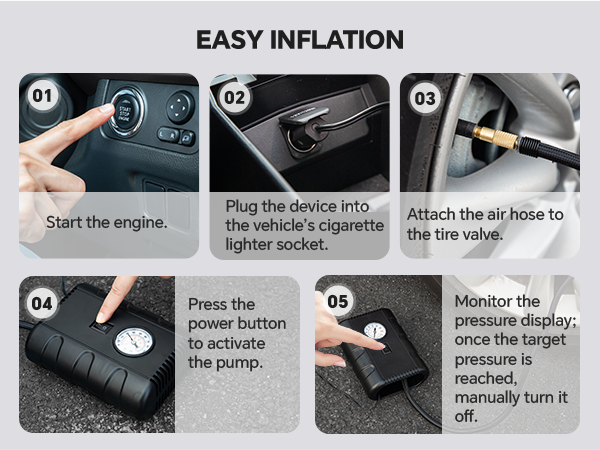 Simple Plug & Use tire inflator