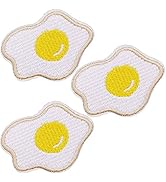 U-Sky Sew or Iron on Patches, 3pcs Fried Egg Iron Patches for Kids Clothing, Cute Patches for Sch...