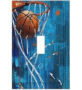 HLCoChT Decorative Art Light Switch Covers Basketball Slam Dunk Switch Plate Cove Single Toggle W...