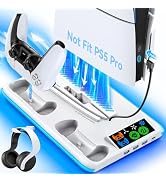 PS5 Slim / PS5 Cooling Station with 3-Level Cooling Fan, PS5 /PS5 Slim Stand with Controller Char...