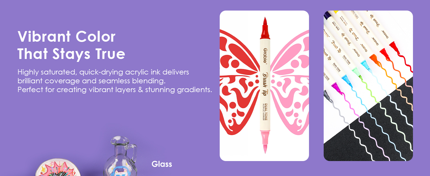 dual tip acrylic marker set of 12