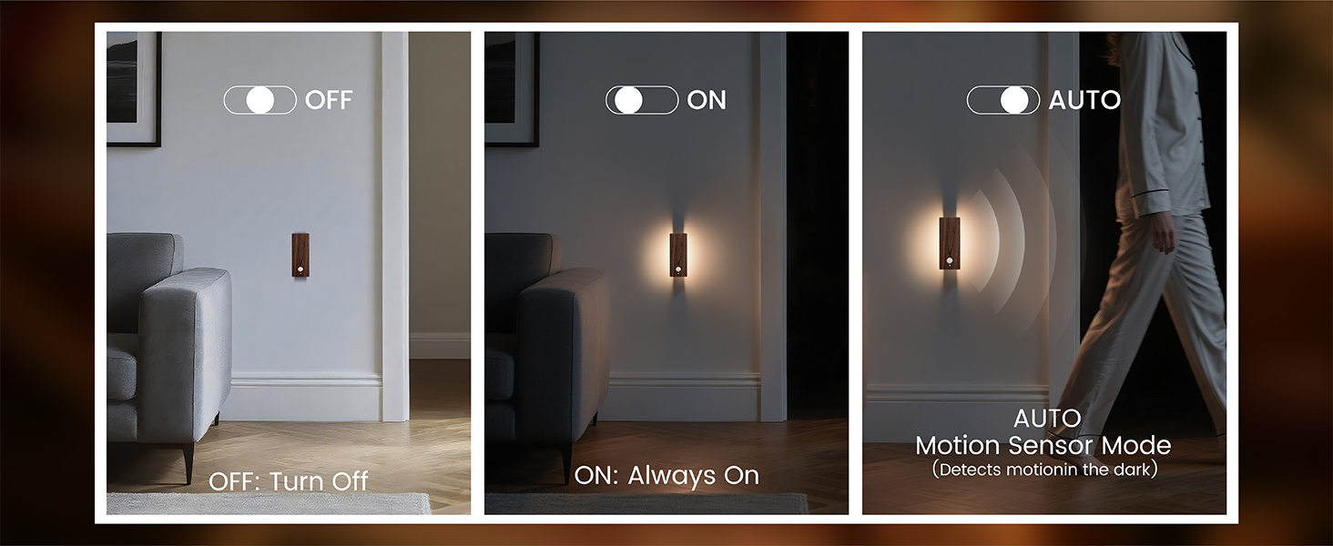 Motion Sensor Night Light, Three Modes with Light-Sensitive Motion
