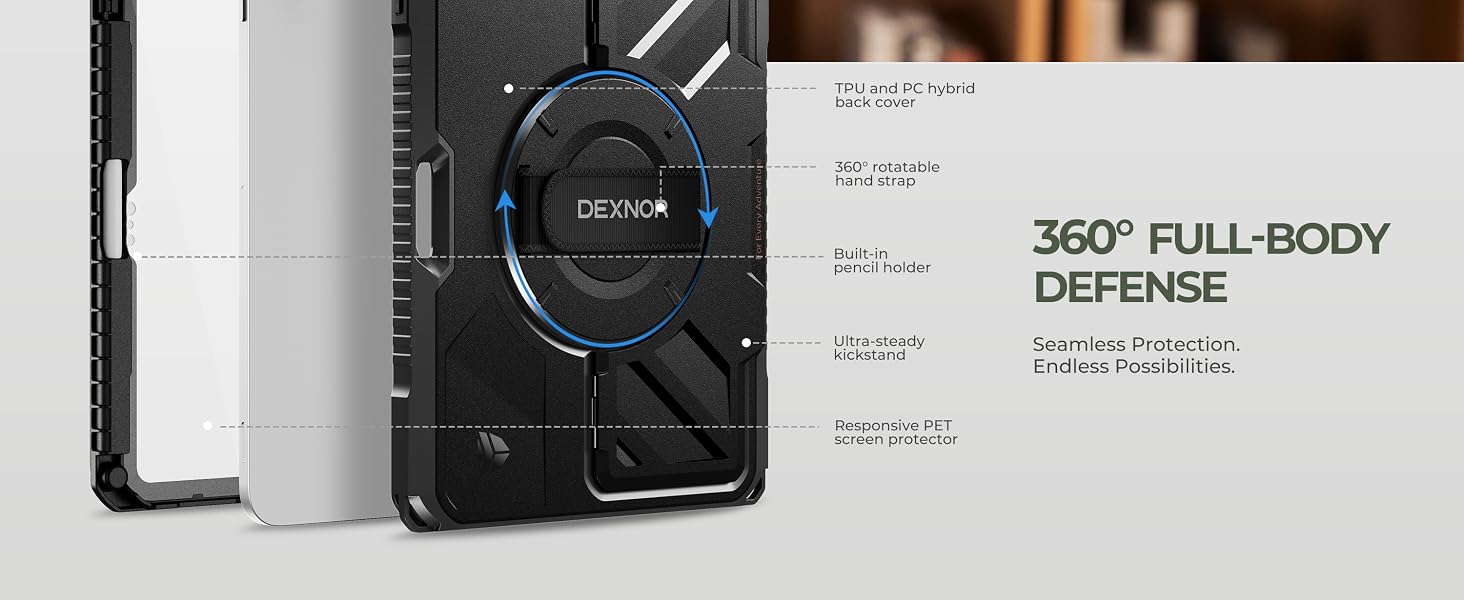 Dexnor for iPad (A16) 11th/10th Generation Case with Screen Protector