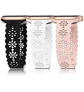 3 Pack Floral Silicone Band Compatible with Apple Watch Bands 38mm 40mm 42mm 44mm 41mm 45mm 49mm ...