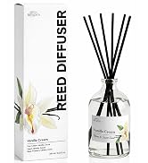 BITSOTA Vanilla Cream Reed Diffuser Set for Bathroom & Home, Long Lasting Essential Oil Aroma, Gl...