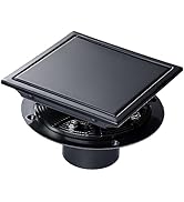 SaniteModar Shower Drain, 6 inch Shower Floor Square Drain with Flange, 2 in 1 Panel SUS 304 Stai...