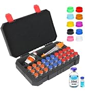 3ml Peptide Case for Fridge and Travel - 40Slots + 10Pcs 3ml Glass Vial Caps (10 Colors), Portabl...